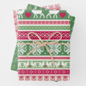 Roze en groene Nordic Trio Inpakpapier Vel (In situ)