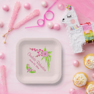 Roze en groene nostalgisch Bord van Floral Paper