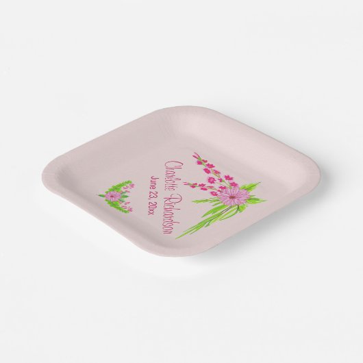 Roze en groene nostalgisch Bord van Floral Paper (Gebogen)