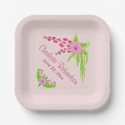 Roze en groene nostalgisch Bord van Floral Paper (Voorkant)