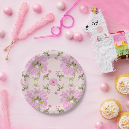 Roze en groene nostalgisch Bord van Floral Paper (Feest)