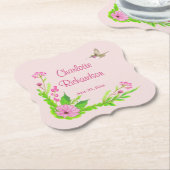 Roze en groene nostalgisch Onderzetter van Floral (Gekanteld)