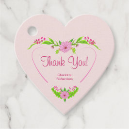 Roze en groene nostalgische Floral Favor Tags Bedankjes Labels
