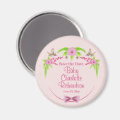 Roze en groene nostalgische Floral Magnet (Voorkant / Achterkant)
