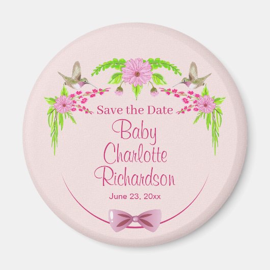 Roze en groene nostalgische Floral Magnet (Voorkant)