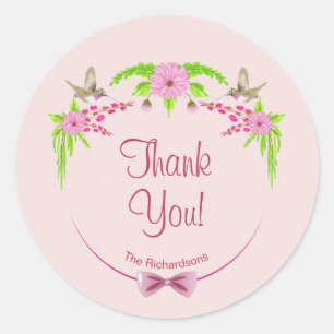 Roze en groene nostalgische Floral Sticker