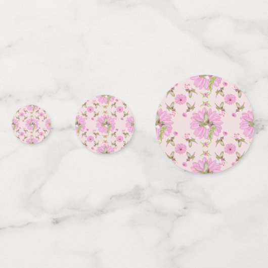 Roze en groene nostalgische Floral Table Confetti (Achterkanten)