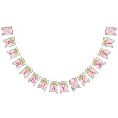 Roze en groene nostalgische platte brander vlaggetjes (Alle)