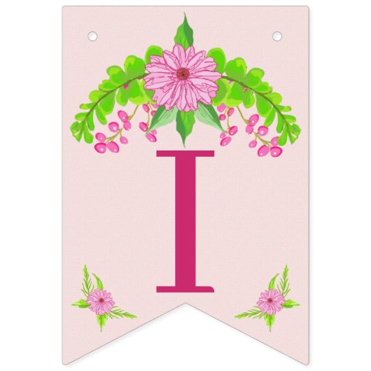 Roze en groene nostalgische platte brander vlaggetjes (Derde vlag)