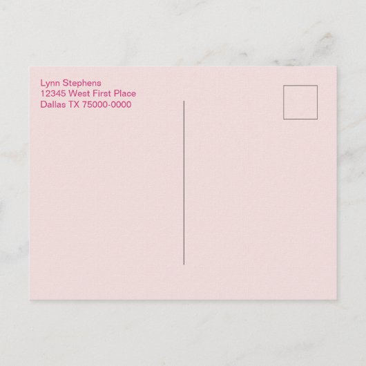 Roze en groene nostalische bloemen ansichtkaart aankondigingskaart (Achterkant)