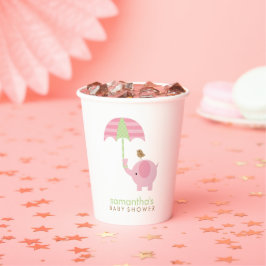Roze en Groene Olifant Baby shower Paper Cup Papieren Bekers