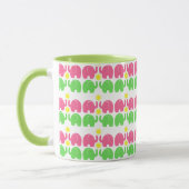 Roze en groene olifanten met bloemen mok (Links)