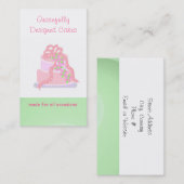 Roze en Groene Ontwerper Cake Visitekaartje (Voorkant / Achterkant)