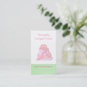 Roze en groene ontwerptaart visitekaartje (Staand voorkant)
