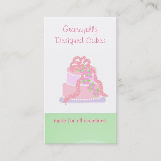 Roze en groene ontwerptaart visitekaartje (Voorkant)
