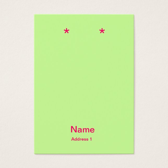 Roze en groene oorbel kaarten visitekaartje (Voorkant)