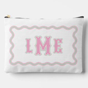 Roze en groene op maat gemaakte Scalloped Monogram Etui