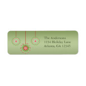 Roze en groene Ornamenten voor kerstgroen Etiket (Voorkant)