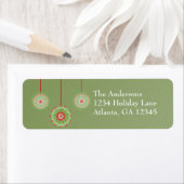 Roze en groene Ornamenten voor kerstgroen Etiket (Insitu)