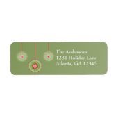 Roze en groene Ornamenten voor kerstgroen Etiket (Voorkant)