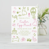 Roze en Groene Paaseieren Jacht Feest Kaart (Staand voorkant)