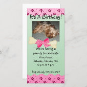 Roze en groene pagina Afdrukdag uitnodiging (Voorkant / Achterkant)