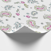 Roze en groene Paisl en waterverf Wrapping Paper Cadeaupapier (Hoek)