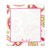 Roze en Groene Paisley Aangepast Notitieblok (Voorkant)