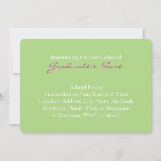 Roze en Groene Paisley Graduation Party Kaart (Achterkant)