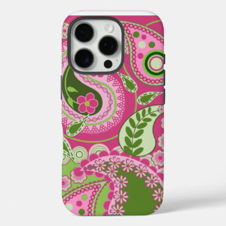 Roze en groene Paisley iPhone 16 hoesje