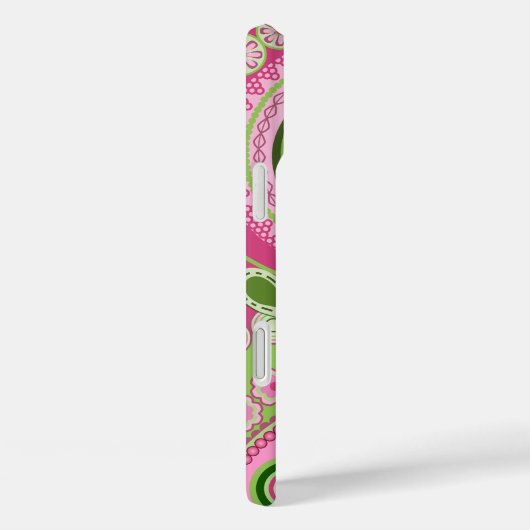 Roze en groene Paisley iPhone 16 hoesje (Achterkant / Rechts)