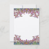 Roze en groene paisley pauw trouwen save the date (Achterkant)