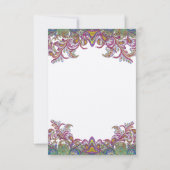 Roze en groene Paisley Peacock Wedding Save The Date (Achterkant)