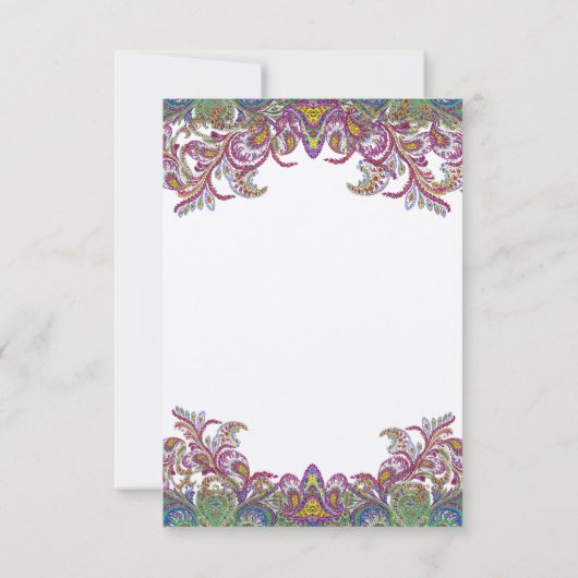 Roze en groene Paisley Peacock Wedding Save The Date (Achterkant)