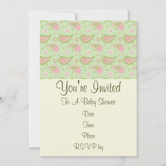 Roze en groene paisley uitnodiging (Voorkant)