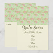 Roze en groene paisley uitnodiging (Voorkant / Achterkant)