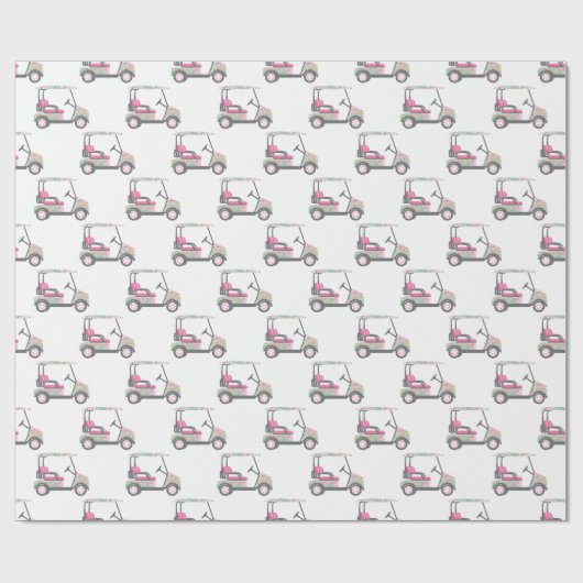 Roze en groene Palm Beach Golf Cart Cadeaupapier (Vlak)