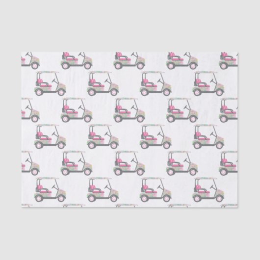 Roze en groene Palm Beach Golf Cart Tissuepapier (Voorkant)