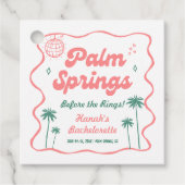 Roze en groene Palm Springs Bachelorette Bedankjes Labels (Voorkant)