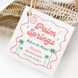 Roze en groene Palm Springs vrijgezellenfeest Bedankjes Labels