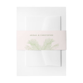 Roze en groene palmbladeren Tropisch strand bruilo Uitnodigingen Wikkel