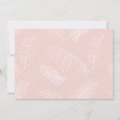 Roze en groene palmbladeren Tropisch strandhuwelij Kaart (Achterkant)