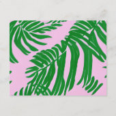 Roze en groene palmboom Moderne strand Wedding Informatiekaartje (Achterkant)