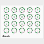 Roze en groene palmboom Moderne strand Wedding Ronde Sticker (Vel)