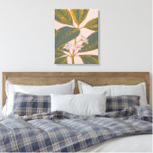 Roze en groene palmrond Botanische tekening Canvas Afdruk (Insitu (Slaapkamer))