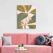 Roze en groene palmrond Botanische tekening Canvas Afdruk (Insitu (Woonkamer))