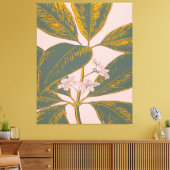 Roze en groene palmrond Botanische tekening Canvas Afdruk (Insitu (Woonkamer))