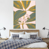 Roze en groene palmrond Botanische tekening Canvas Afdruk (Insitu (Slaapkamer))