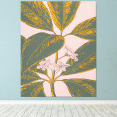 Roze en groene palmrond Botanische tekening Canvas Afdruk (Insitu (Houten vloer))