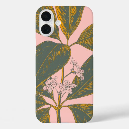 Roze en groene palmrond Botanische tekening Case-Mate iPhone Case (Achterkant)